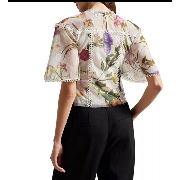 Ted Baker Arelin Rose Floral Print Blouse Shirt Elegant Fit & Flare - Picture 2 of 7